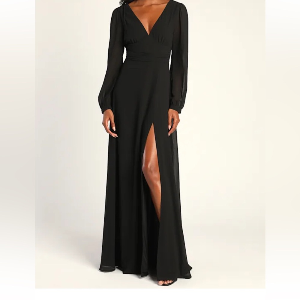 Lulu's Black Long Sleeve Maxi Dress